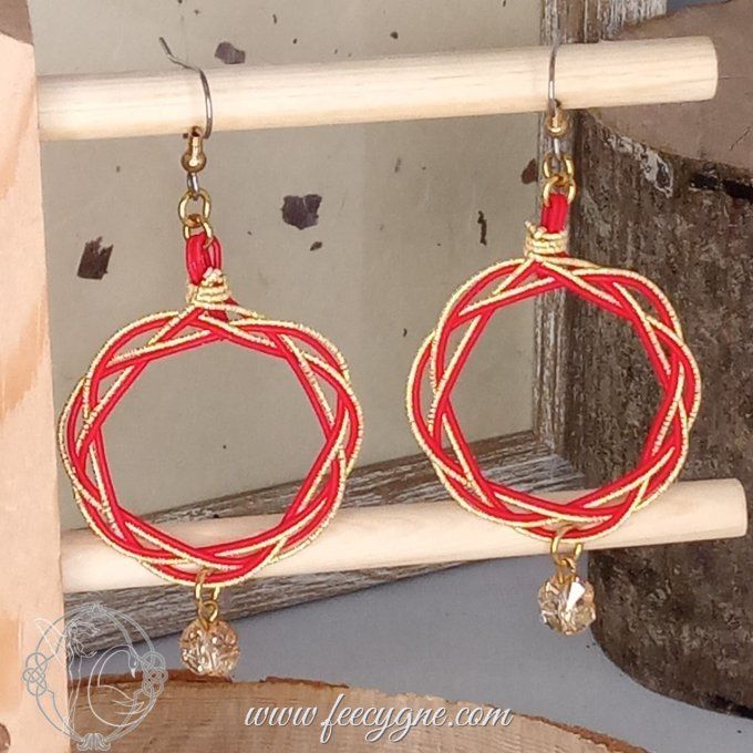 Boucles d'oreilles cercle Mizuhiki