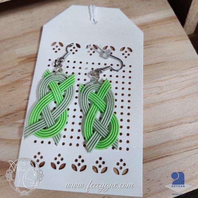 Boucles d'oreilles mizuhiki noeud Daki-Awaji