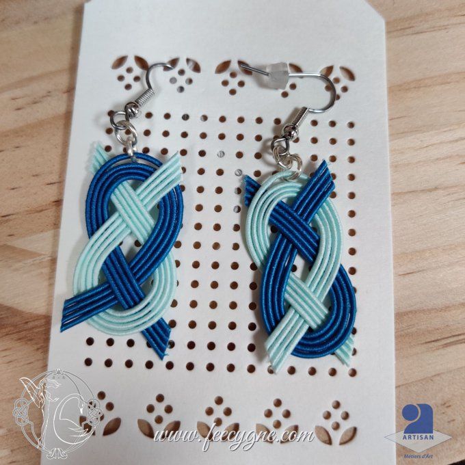 Boucles d'oreilles mizuhiki noeud Daki-Awaji