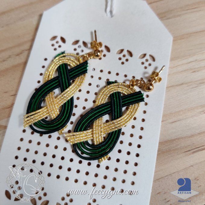 Boucles d'oreilles mizuhiki noeud Daki-Awaji