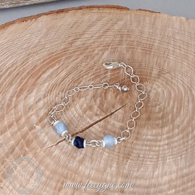 Bracelet noeud boule fin et pierres-gemme