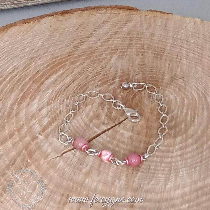 Bracelet noeud boule fin et pierres-gemme