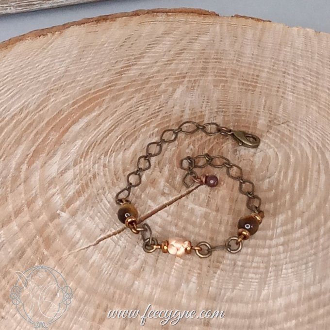 Bracelet noeud boule fin et pierres-gemme
