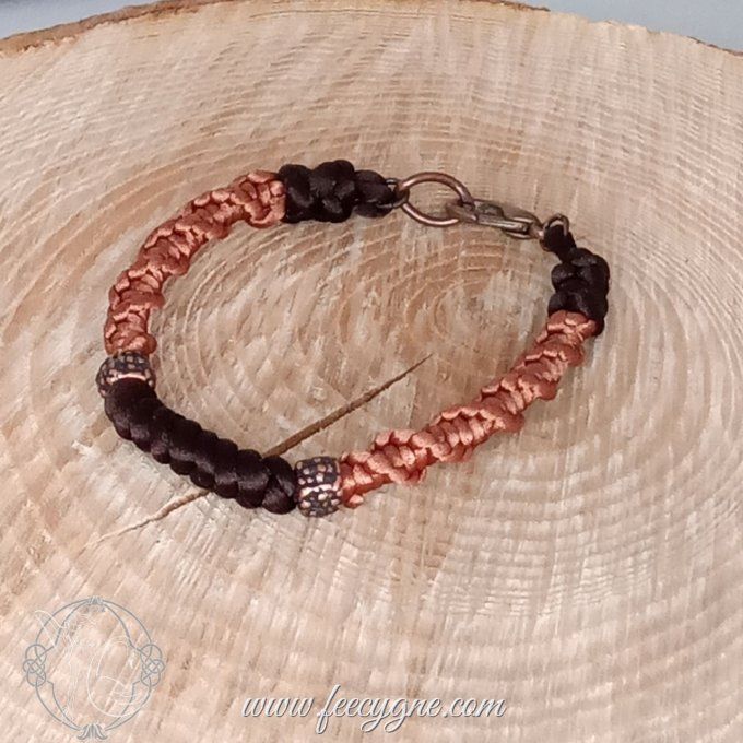 Bracelet cordon noeud serpent et noeud torsadé