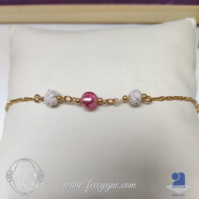 Bracelet mizuhiki et perles de Murano