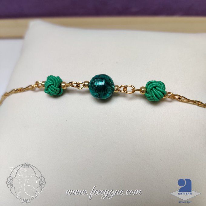 Bracelet mizuhiki et perles de Murano