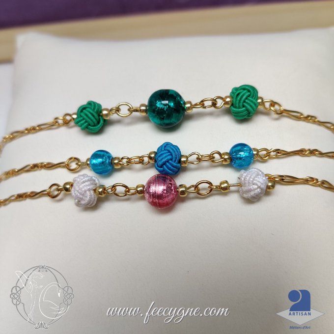 Bracelet mizuhiki et perles de Murano