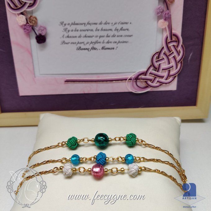 Bracelet mizuhiki et perles de Murano