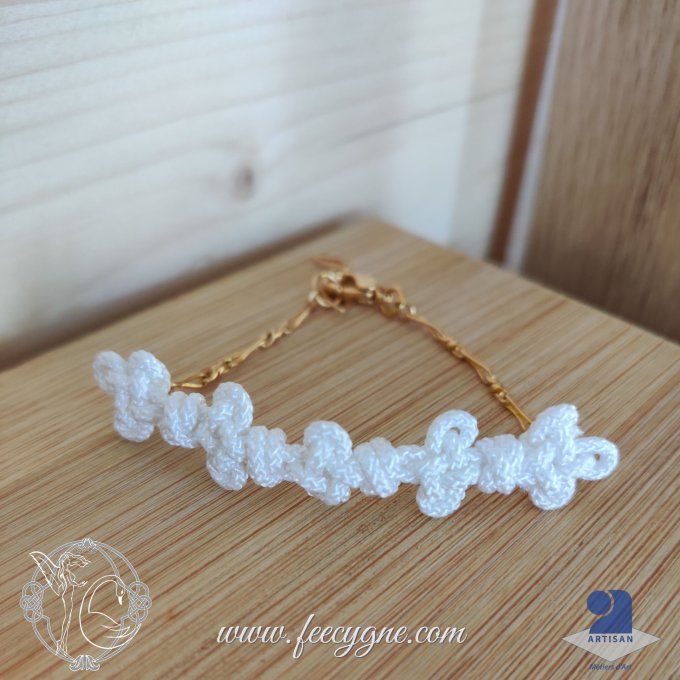 Bracelet à 5 noeuds gingembre et chaine en mailles fantaisie