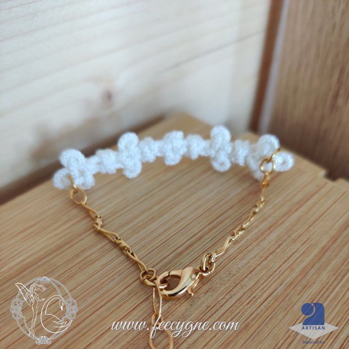 Bracelet à 5 noeuds gingembre et chaine en mailles fantaisie