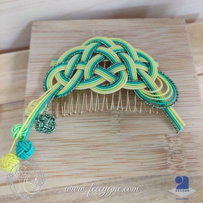 Peigne mizuhiki noeud pin orné de fleurs