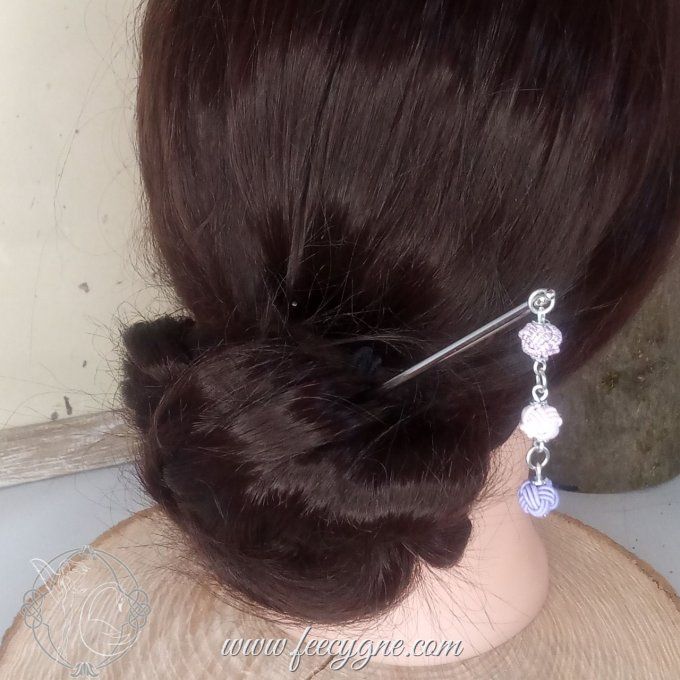 Pic à cheveux avec 3 boules noeud Awaji